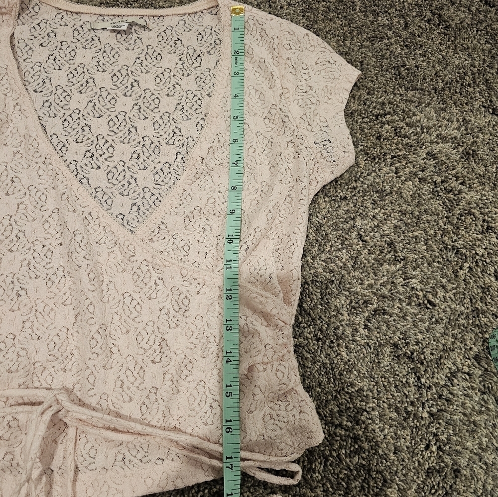 Kimchi Blue Pink Wrap Top V Neck Faux Wrap Cami Crop Top M - Picture 7 of 9